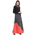 Asymmetrical panels abaya- Tricolor